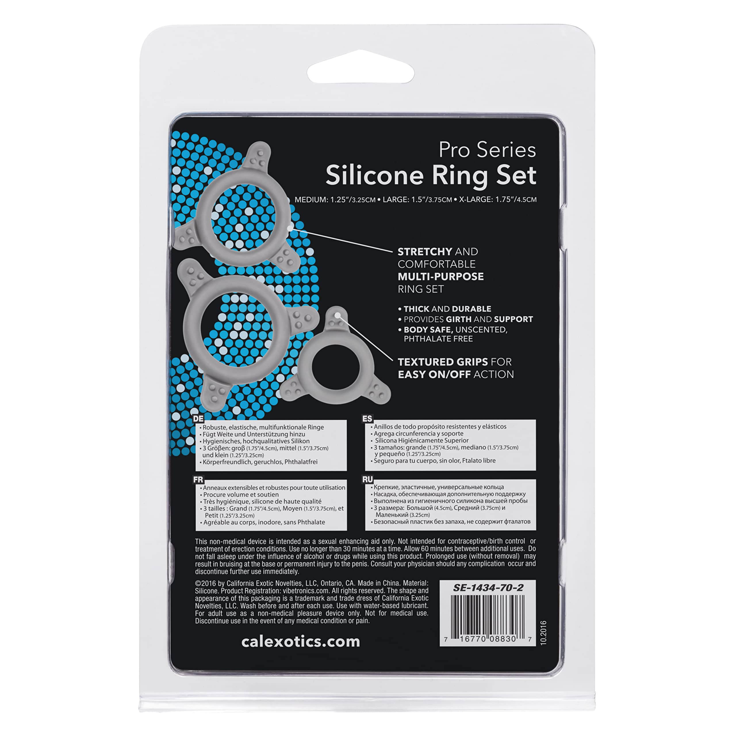 CalExotics Pro Series Silicone Cock Ring Set – 3 Rings in Black (43062)