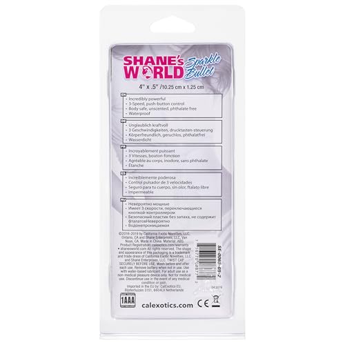 CalExotics Shane's World Sparkle Bullet Vibrator - Waterproof, 3 Speeds, Pink