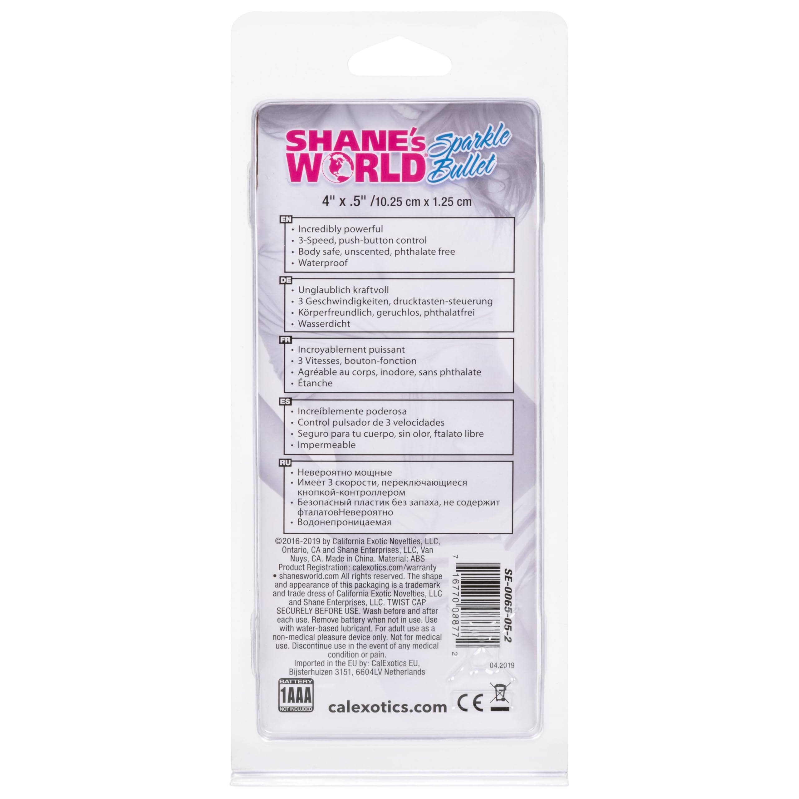 CalExotics Shane's World Sparkle Bullet Vibrator - Waterproof, 3 Speeds, Pink