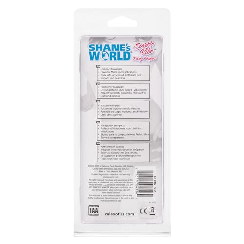 CalExotics Shane's World Sparkle Vibe - Blue Glitter Bullet Vibrator, Waterproof & Multi-Speed