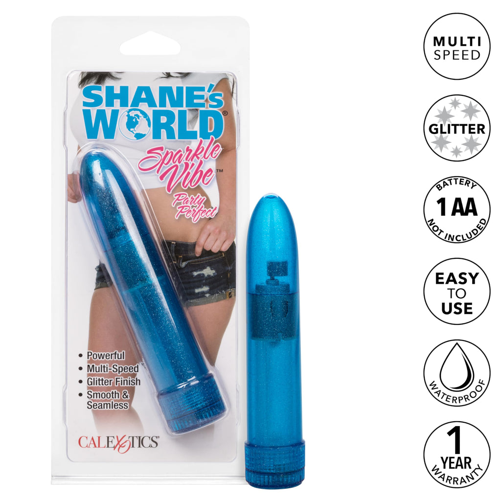 CalExotics Shane's World Sparkle Vibe - Blue Glitter Bullet Vibrator, Waterproof & Multi-Speed