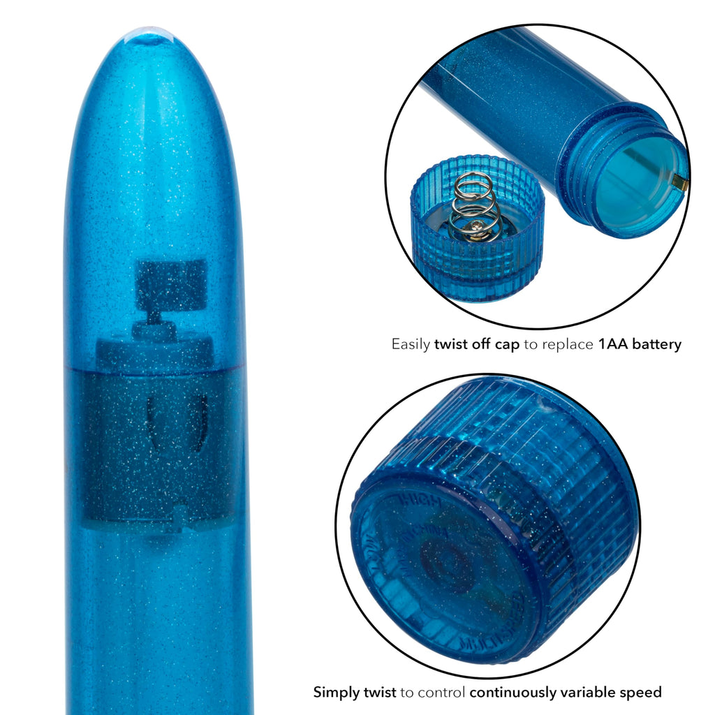 CalExotics Shane's World Sparkle Vibe - Blue Glitter Bullet Vibrator, Waterproof & Multi-Speed