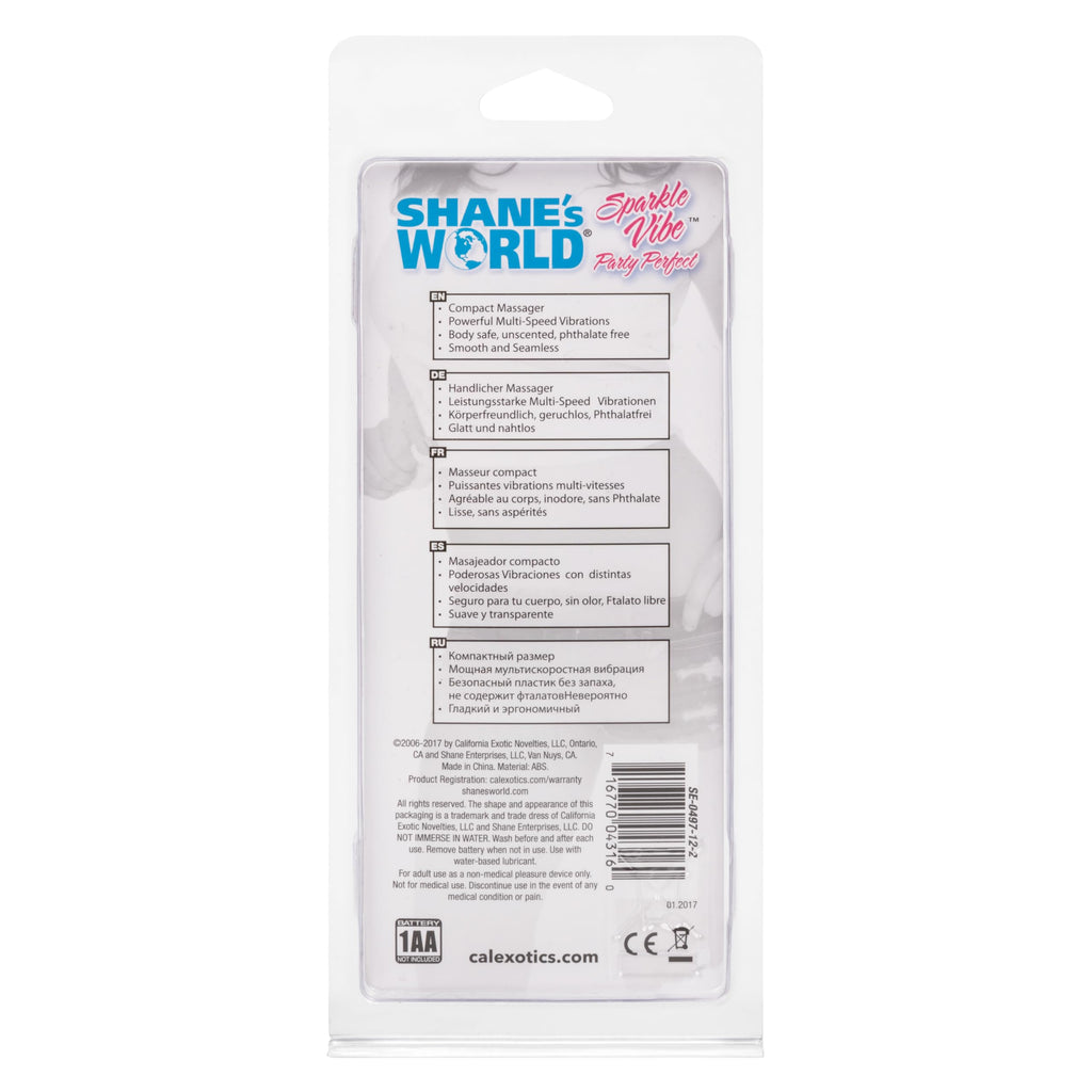 CalExotics Shane's World Sparkle Vibe - Blue Glitter Bullet Vibrator, Waterproof & Multi-Speed