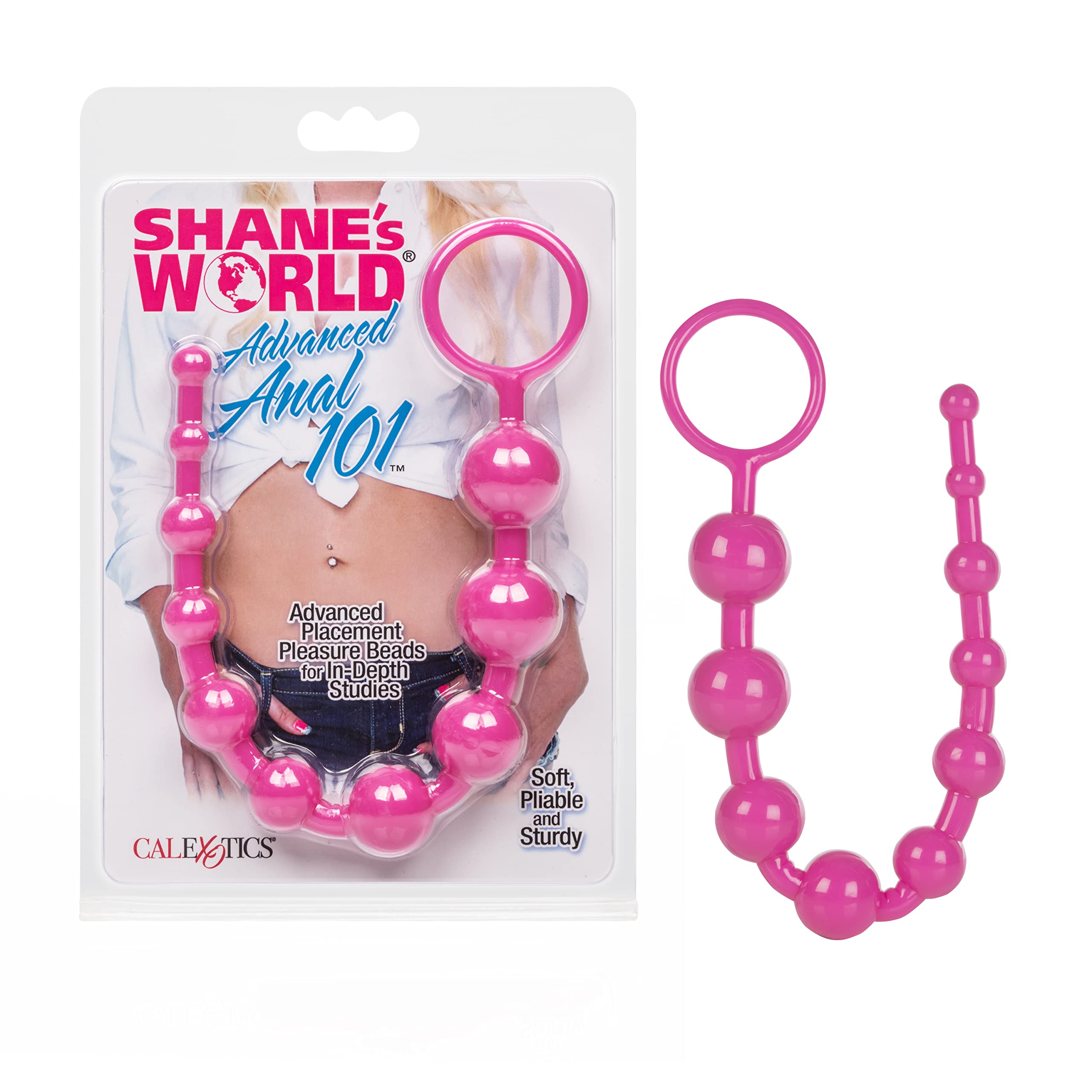 CalExotics Shane’s World Starter Anal Pleasure Beads - Pink, Waterproof Graduated Beads with Retrieval Ring