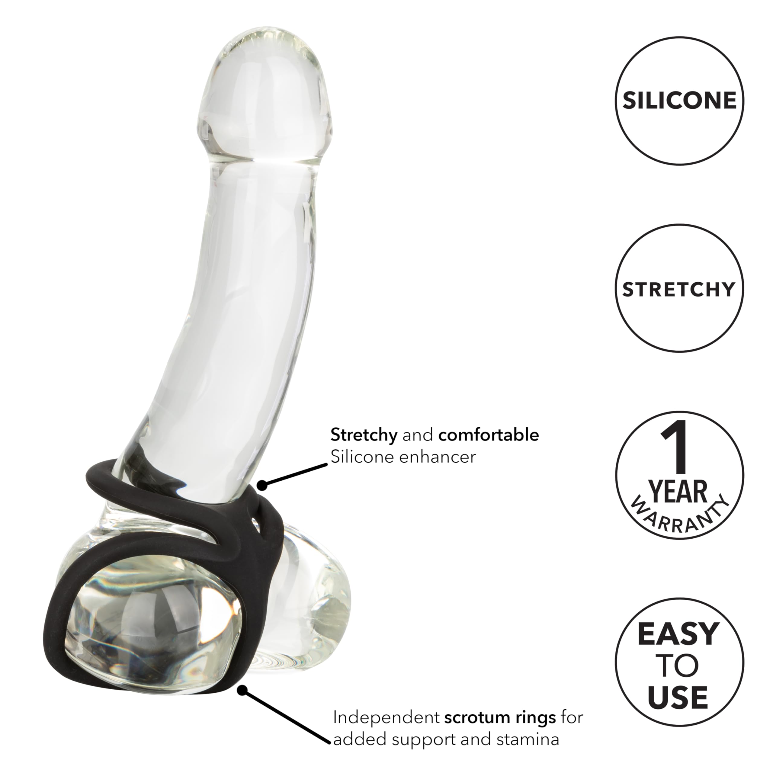 CalExotics Silicone Ball Spreader – Black, Stretchy & Supportive