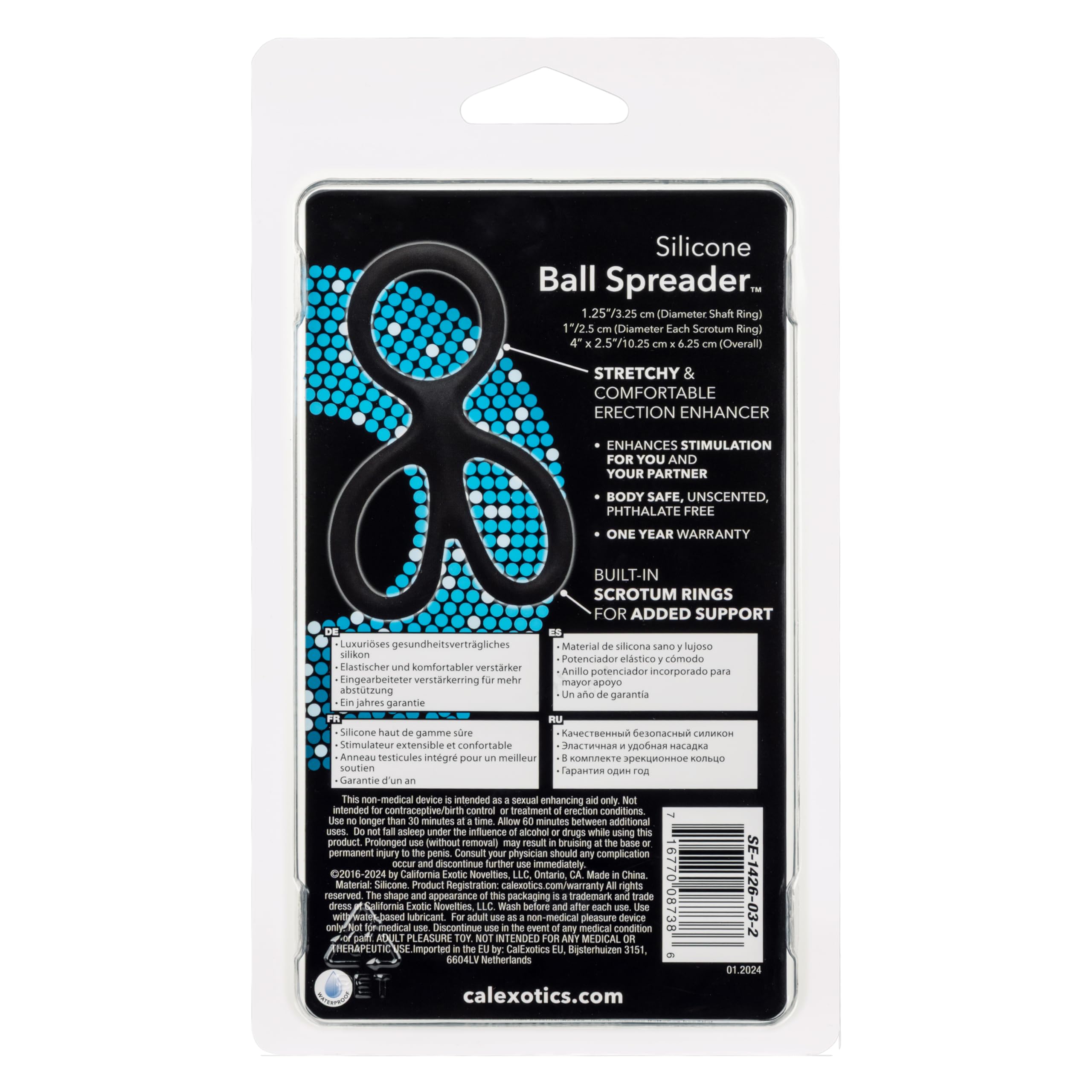 CalExotics Silicone Ball Spreader – Black, Stretchy & Supportive