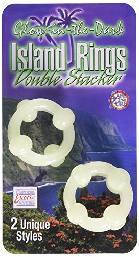 CalExotics Silicone Island Rings Double Stacker – Glow-in-the-Dark Enhancer Rings for Couples