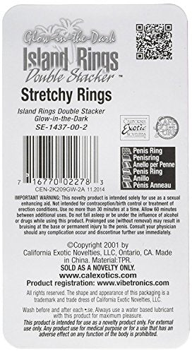 CalExotics Silicone Island Rings Double Stacker – Glow-in-the-Dark Enhancer Rings for Couples