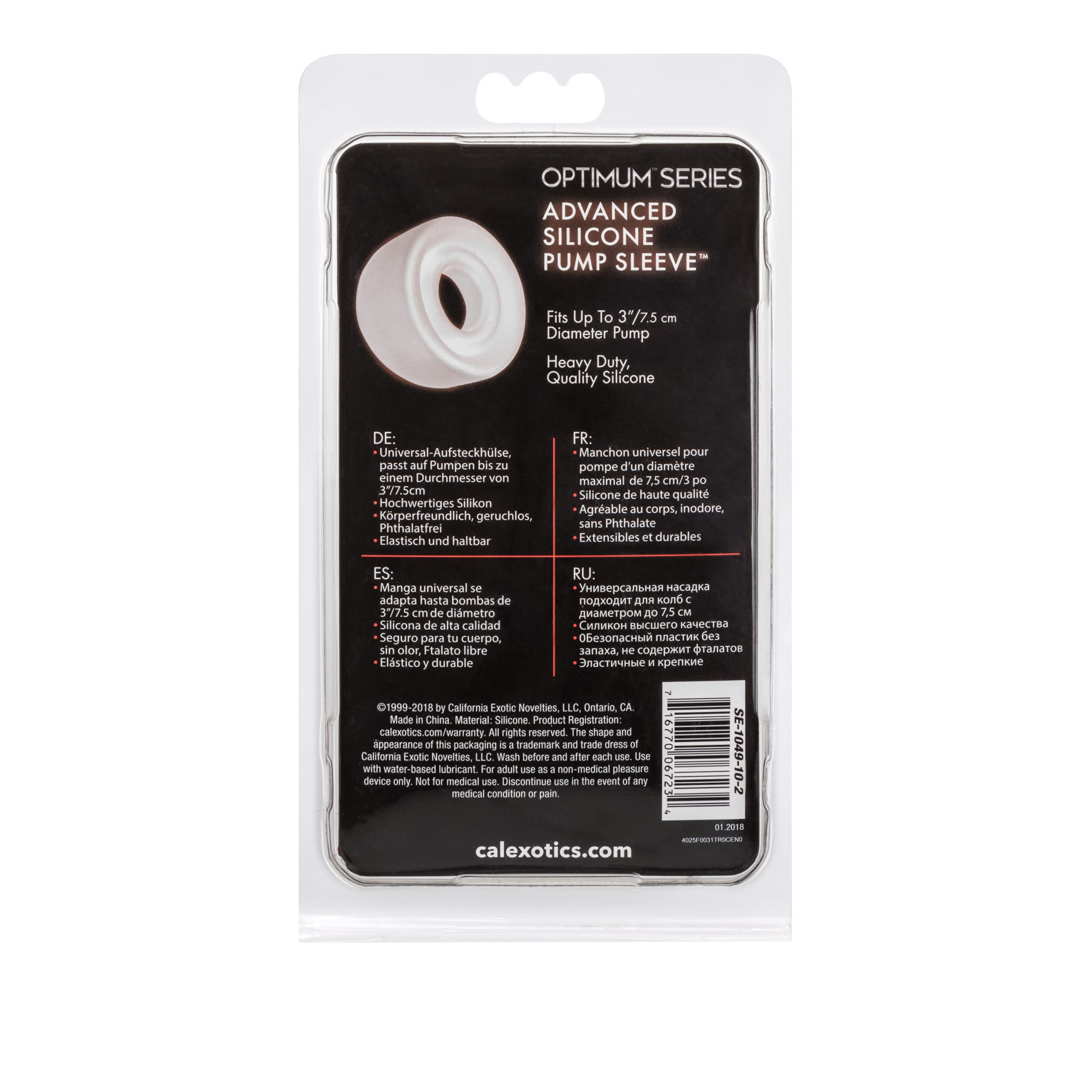 CalExotics Silicone Pump Sleeve – 3 Inch Comfort Ring for Male Penis Pumps – Clear