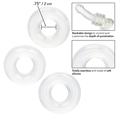 CalExotics Silicone Stacker Rings (Set of 3) – Clear, Adjustable Depth Control