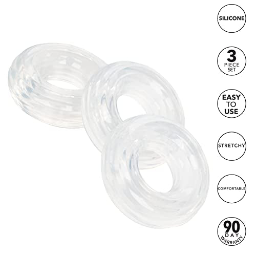 CalExotics Silicone Stacker Rings (Set of 3) – Clear, Adjustable Depth Control