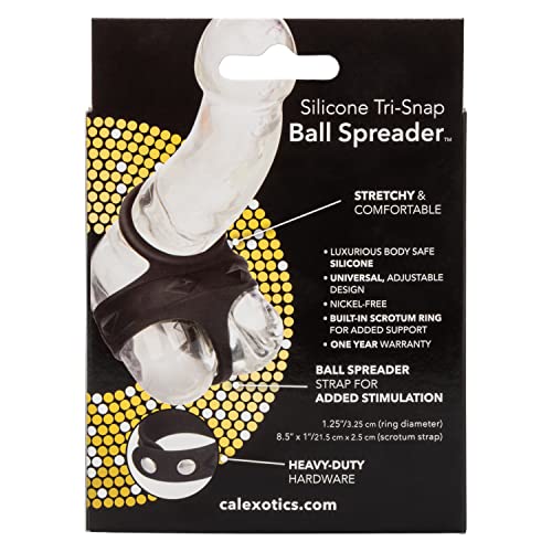 CalExotics Silicone Tri Snap Ball Spreader – Adjustable Cock & Ball Ring, Black