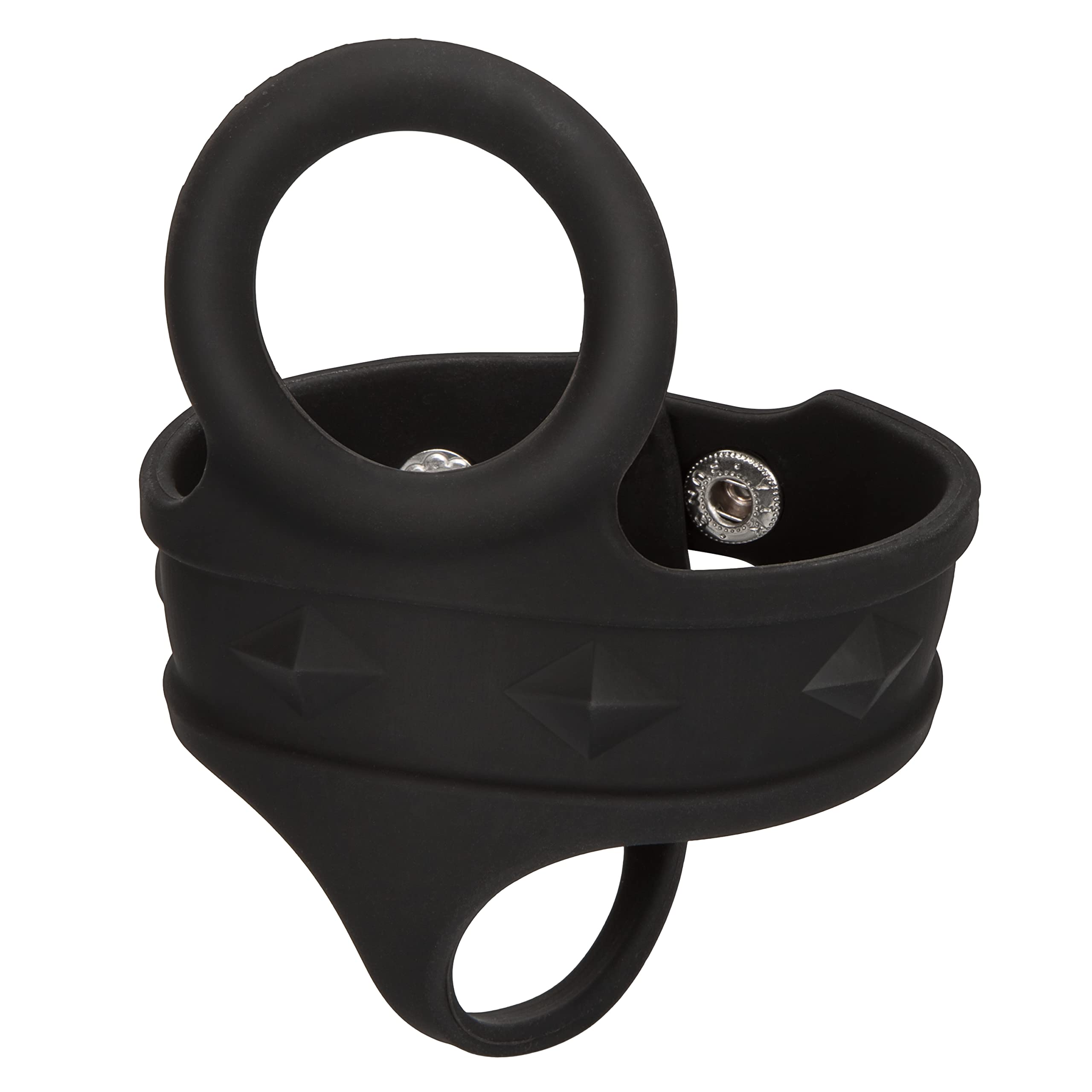 CalExotics Silicone Tri Snap Ball Spreader – Adjustable Cock & Ball Ring, Black