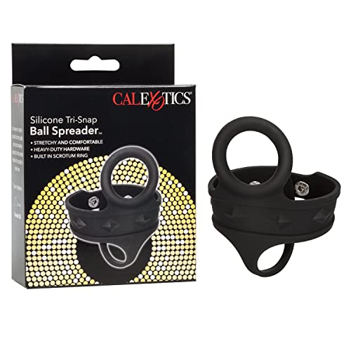 CalExotics Silicone Tri Snap Ball Spreader – Adjustable Cock & Ball Ring, Black