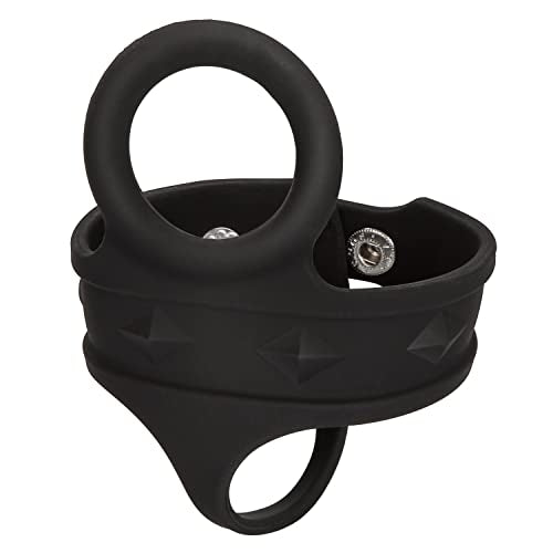 CalExotics Silicone Tri Snap Ball Spreader – Adjustable Cock & Ball Ring, Black