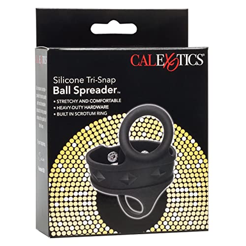 CalExotics Silicone Tri Snap Ball Spreader – Adjustable Cock & Ball Ring, Black