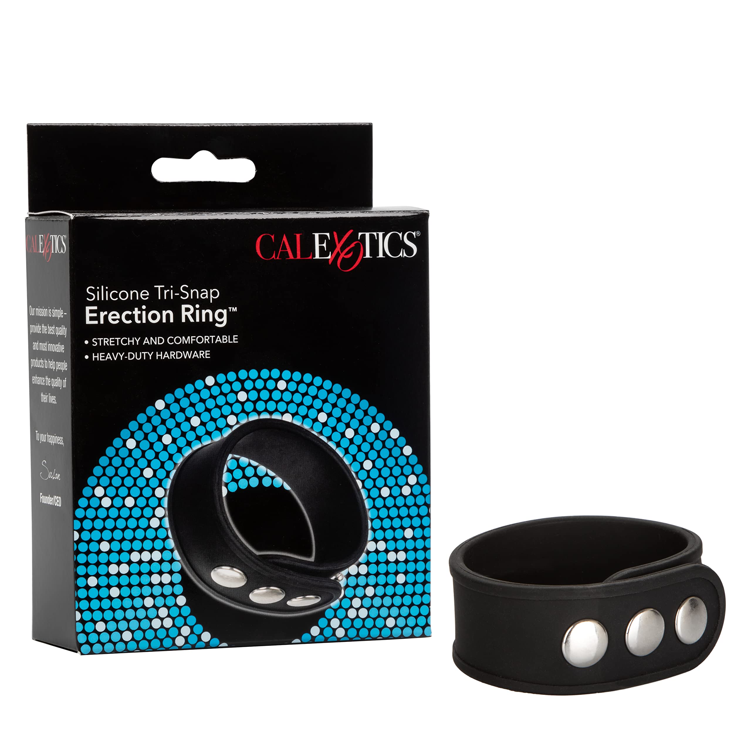 CalExotics Silicone Tri Snap Erection Ring – Black, Adjustable & Durable