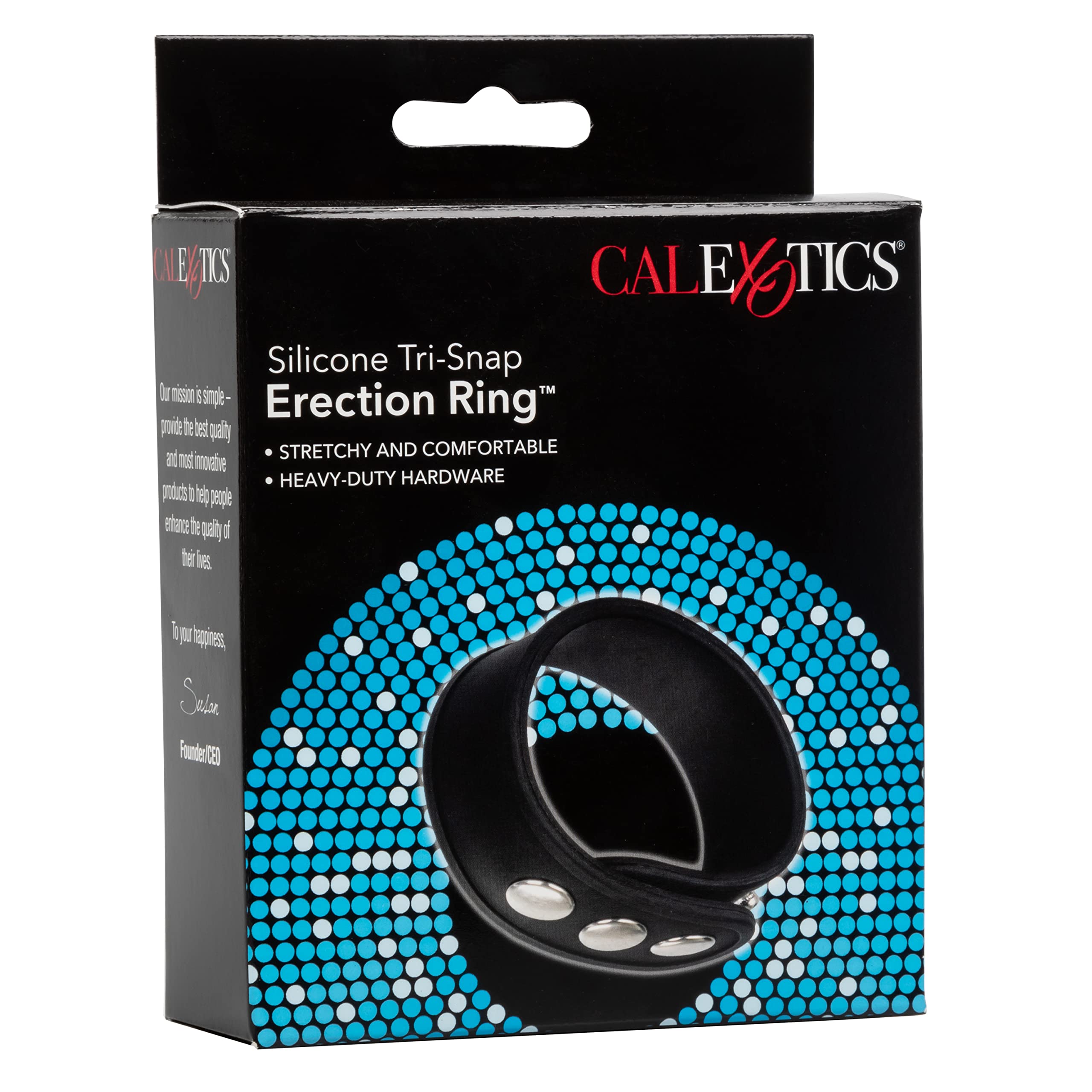 CalExotics Silicone Tri Snap Erection Ring – Black, Adjustable & Durable