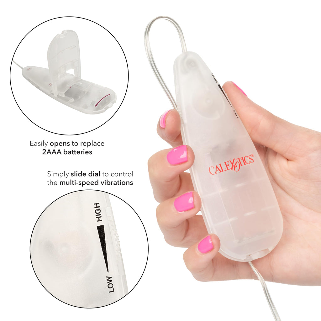 CalExotics Slim Teardrop Bullet Vibrator - Silver, ABS Plastic, Multi-Speed with Easy Slide Dial