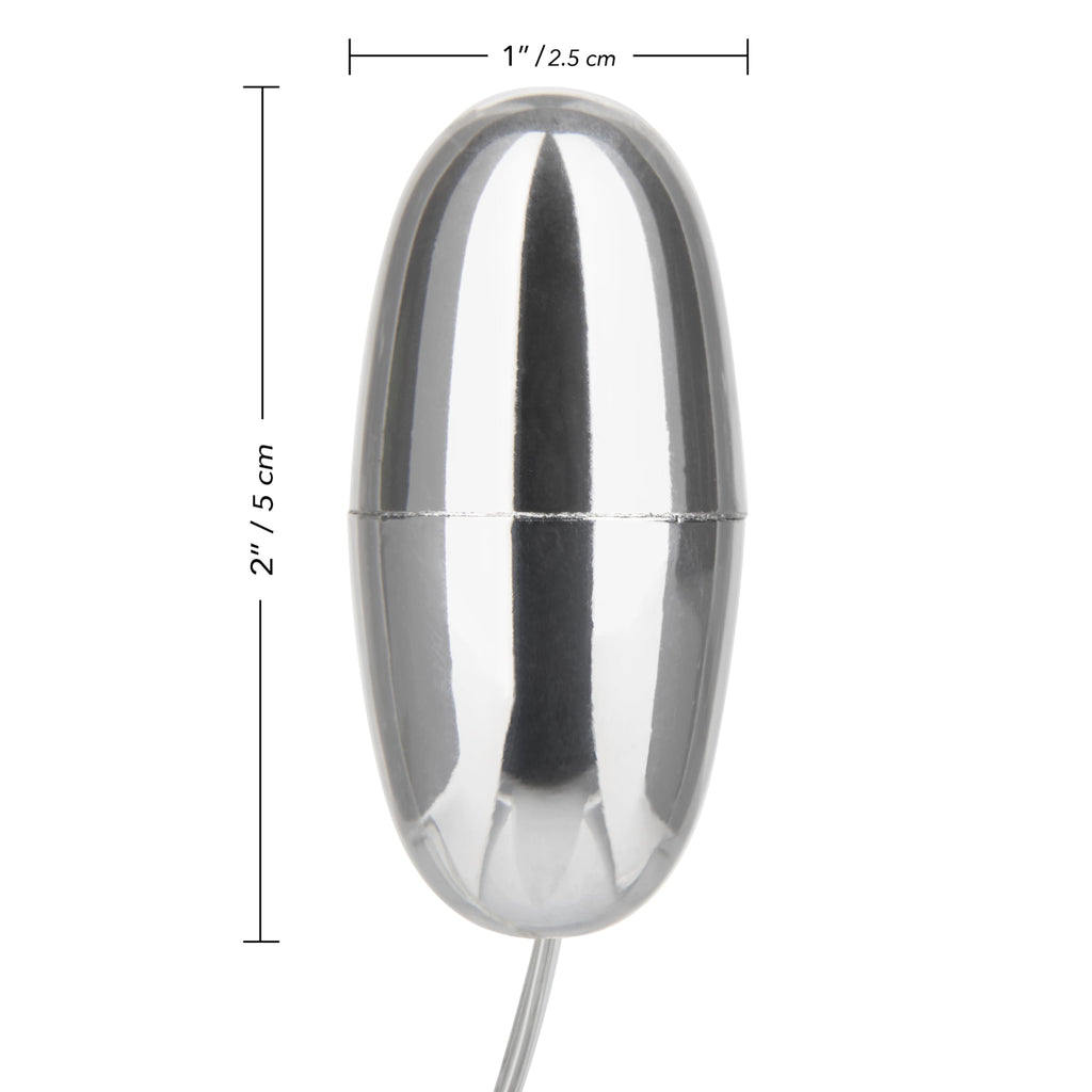 CalExotics Slim Teardrop Bullet Vibrator - Silver, ABS Plastic, Multi-Speed with Easy Slide Dial