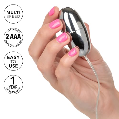 CalExotics Slim Teardrop Bullet Vibrator - Silver, ABS Plastic, Multi-Speed with Easy Slide Dial