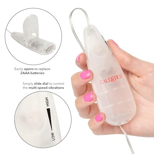 CalExotics Slim Teardrop Bullet Vibrator - Silver, ABS Plastic, Multi-Speed with Easy Slide Dial