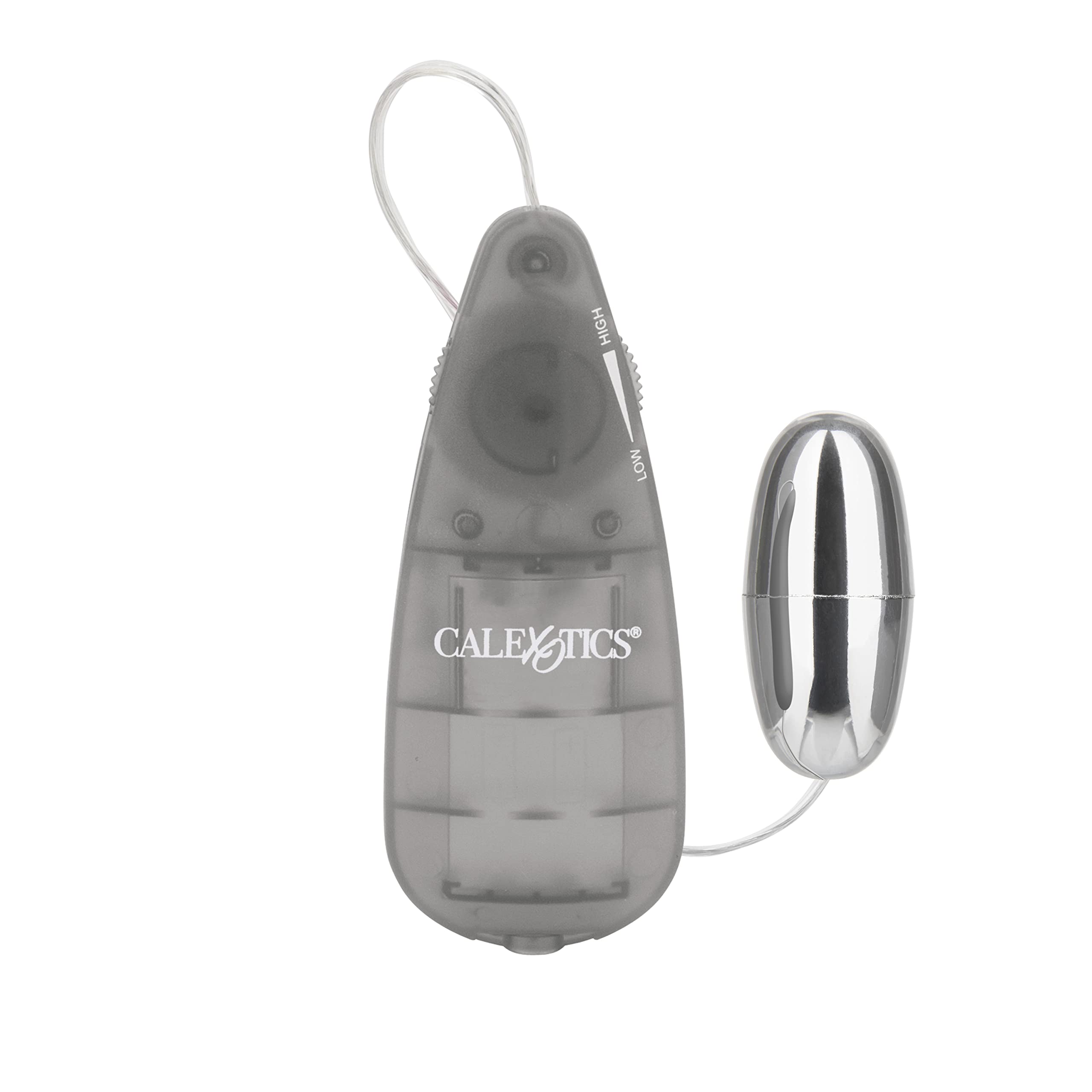 CalExotics Slim Teardrop Bullet Vibrator - Smoke, Multi-Speed Slide Dial Control