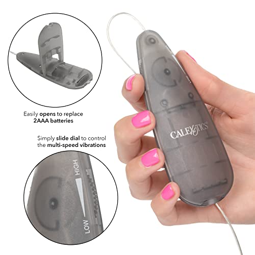 CalExotics Slim Teardrop Bullet Vibrator - Smoke, Multi-Speed Slide Dial Control