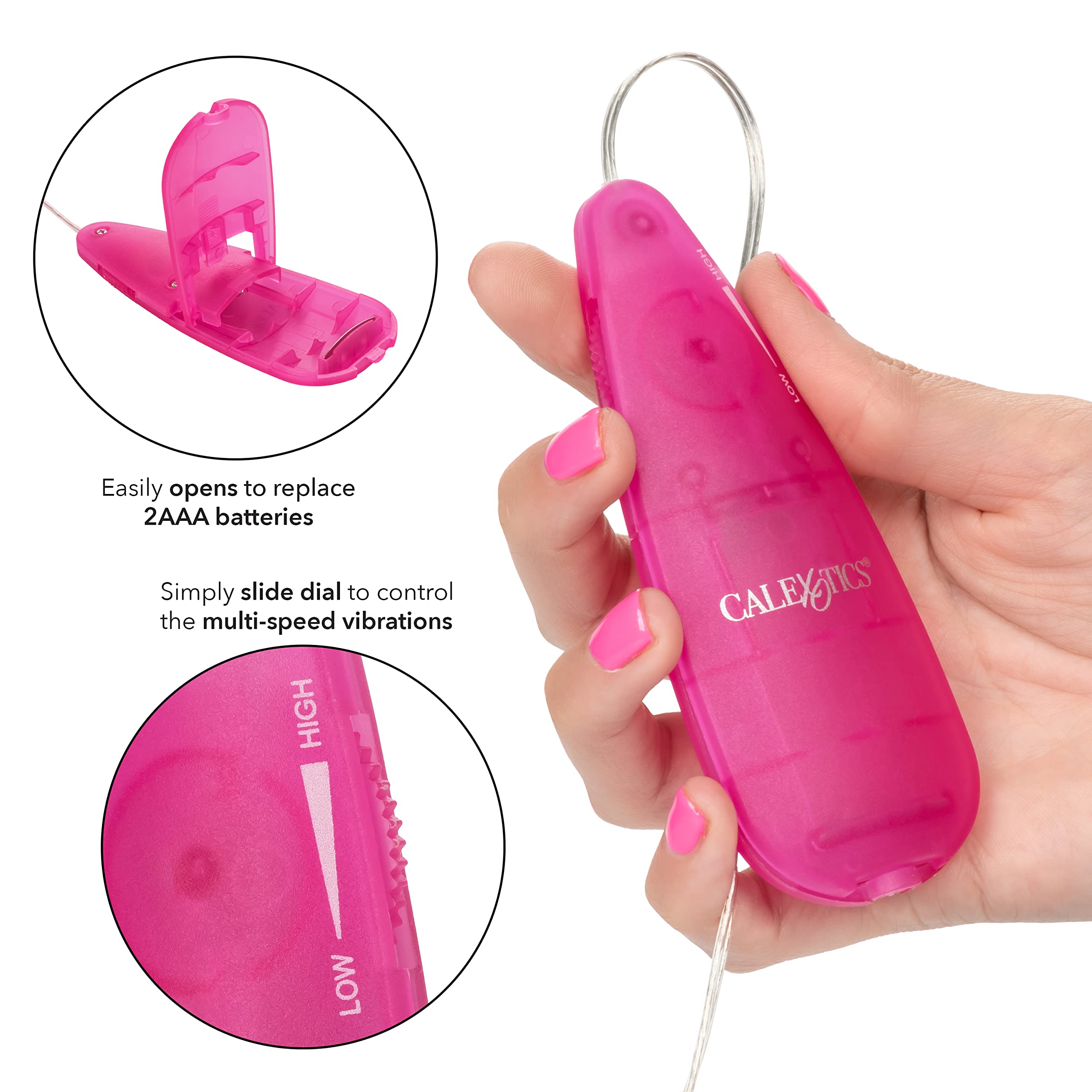 CalExotics Slim Teardrop Bullet Vibrator – Pink ABS, Multi-Speed Slider