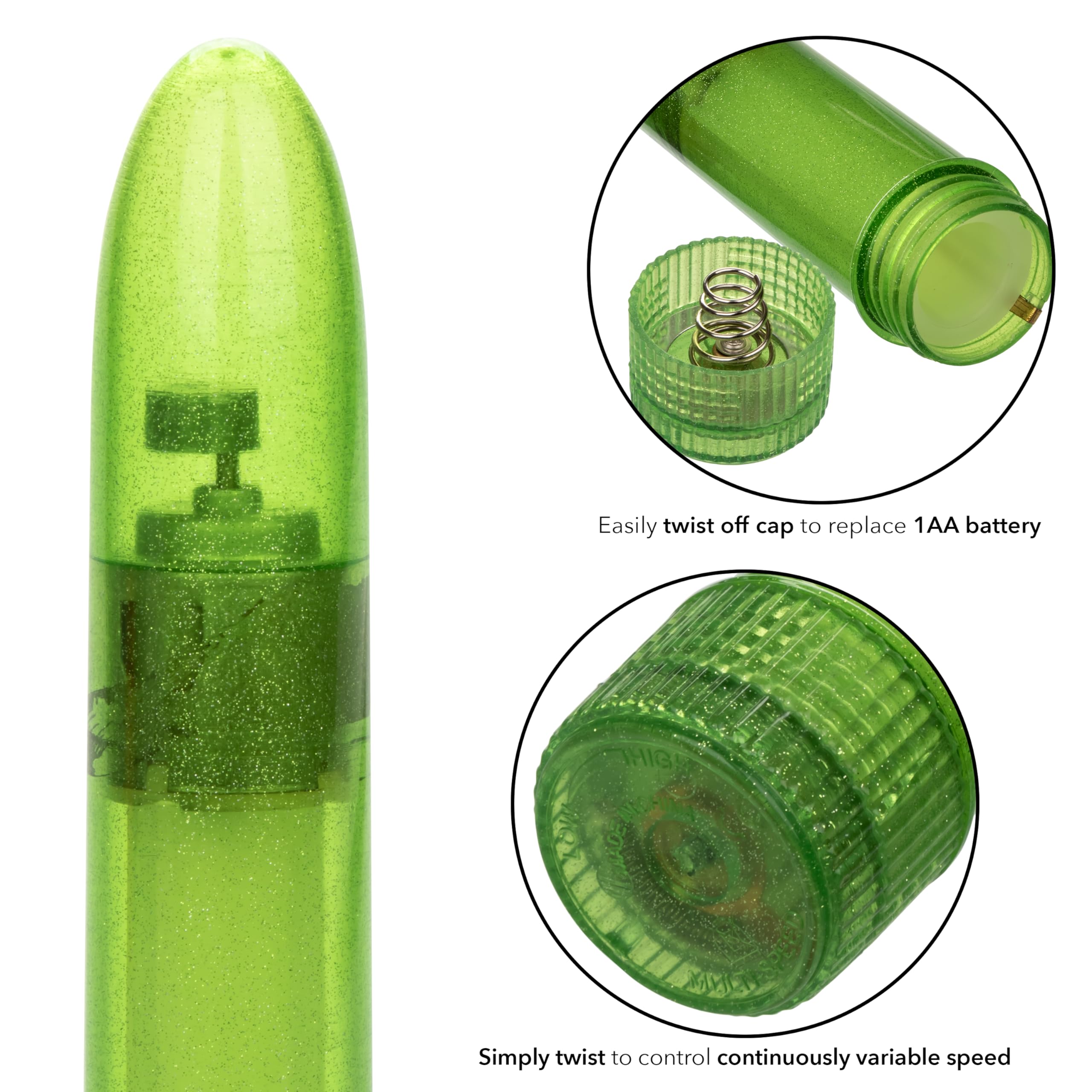 CalExotics Sparkle Vibe – Green Glitter, Multi-Speed Waterproof Vibrator