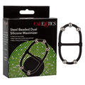 CalExotics Steel Beaded Dual Silicone Maximizer – Black, Waterproof Penis Ring with Movable Beads