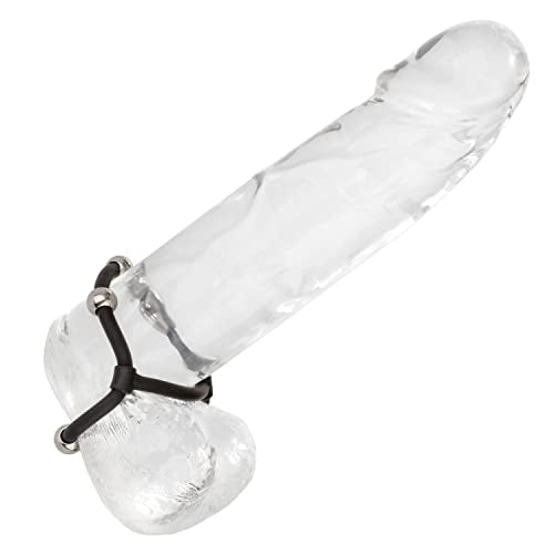 CalExotics Steel Beaded Dual Silicone Maximizer – Black, Waterproof Penis Ring with Movable Beads