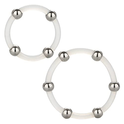 CalExotics Steel Beaded Silicone Ring Set – 2 Sizes for Fit and Stimulation