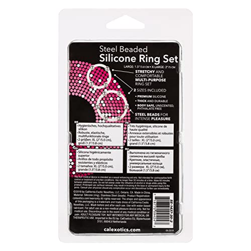 CalExotics Steel Beaded Silicone Ring Set – 2 Sizes for Fit and Stimulation