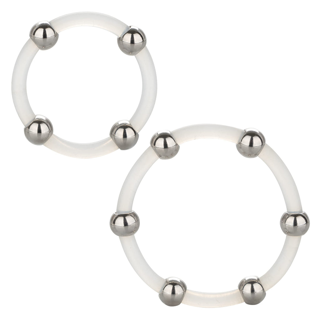 CalExotics Steel Beaded Silicone Ring Set – 2 Sizes for Fit and Stimulation