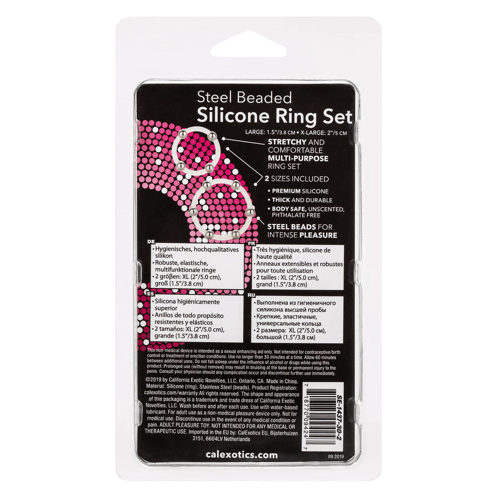 CalExotics Steel Beaded Silicone Ring Set – 2 Sizes for Fit and Stimulation