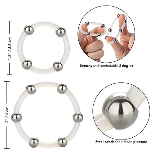 CalExotics Steel Beaded Silicone Ring Set – 2 Sizes for Fit and Stimulation