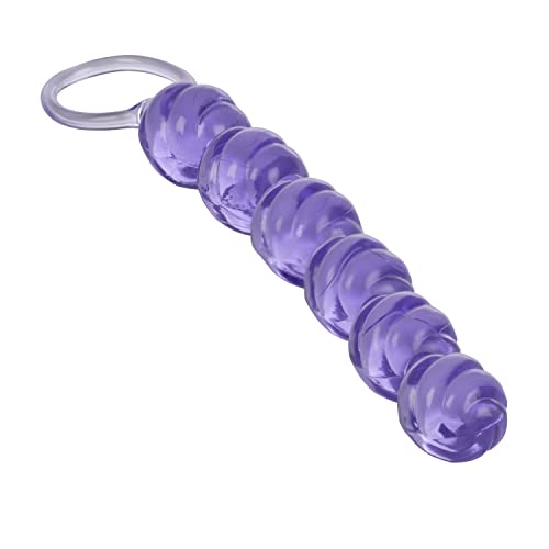CalExotics Swirl Pleasure Beads – Purple Graduated Flexible Beads with Retrieval Ring