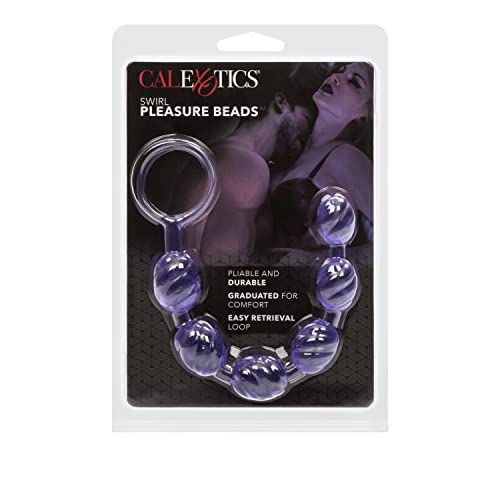 CalExotics Swirl Pleasure Beads – Purple Graduated Flexible Beads with Retrieval Ring