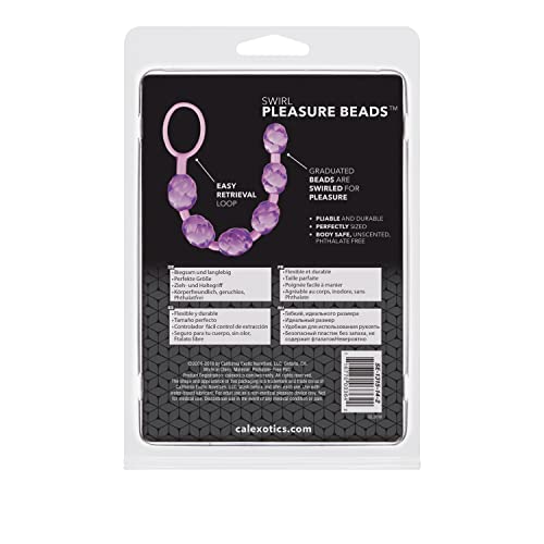 CalExotics Swirl Pleasure Beads – Purple Graduated Flexible Beads with Retrieval Ring