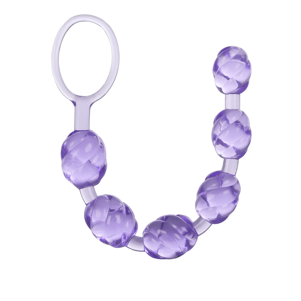 CalExotics Swirl Pleasure Beads – Purple Graduated Flexible Beads with Retrieval Ring