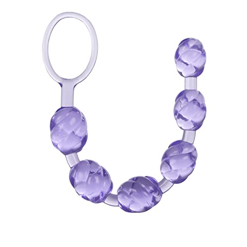 CalExotics Swirl Pleasure Beads – Purple Graduated Flexible Beads with Retrieval Ring
