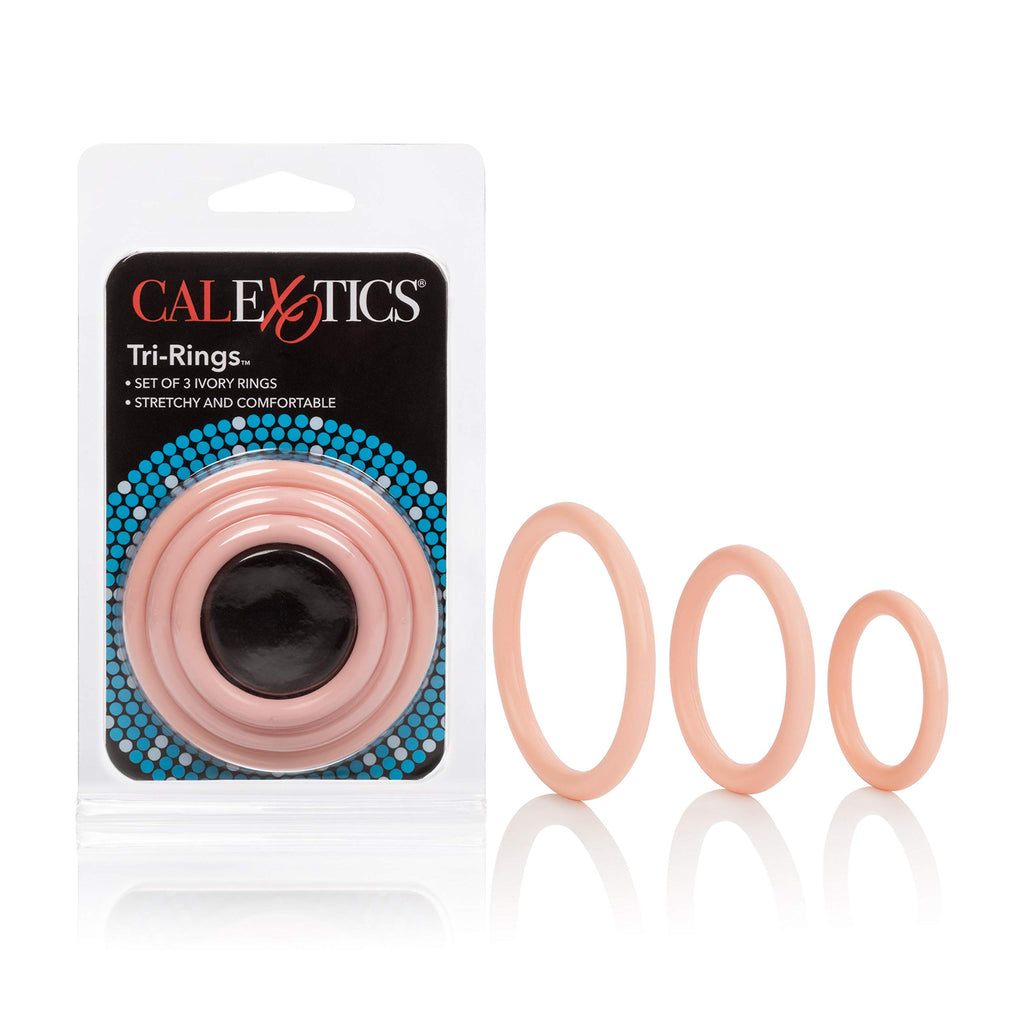 CalExotics Tri Rings Natural Cock Ring Set - 3 Silicone Rings in Flesh Tone