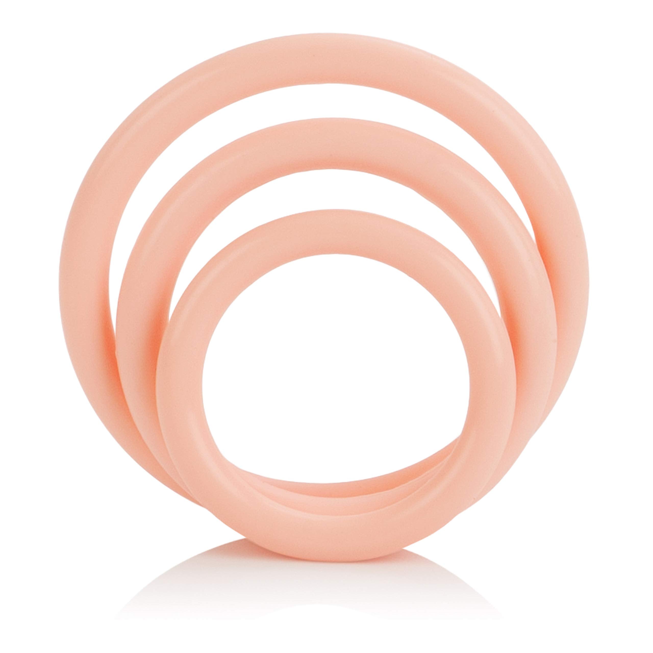 CalExotics Tri Rings Natural Cock Ring Set - 3 Silicone Rings in Flesh Tone