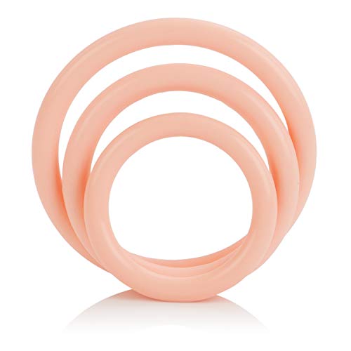 CalExotics Tri Rings Natural Cock Ring Set - 3 Silicone Rings in Flesh Tone