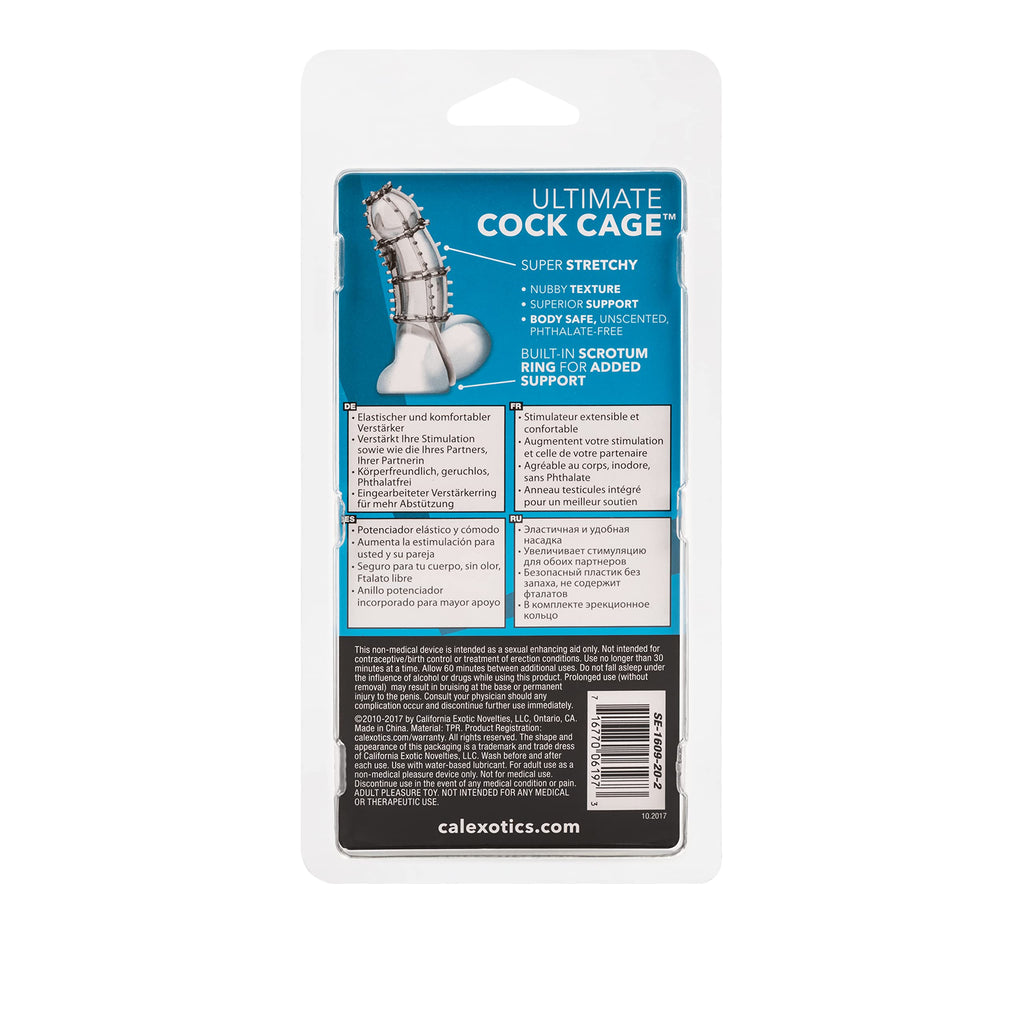 CalExotics Ultimate Cock Cage - Clear, Super-Stretchy with Scrotum Ring