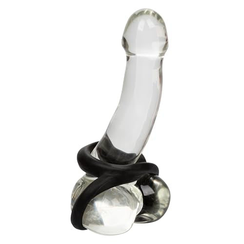 CalExotics Ultra-Soft Crazy 8 Dual Silicone Ring for Scrotum Support, Waterproof, Black