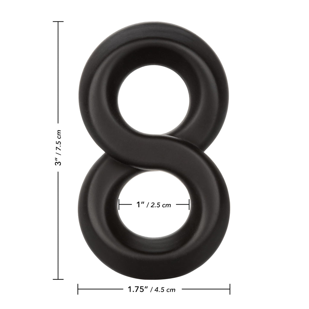 CalExotics Ultra-Soft Crazy 8 Dual Silicone Ring for Scrotum Support, Waterproof, Black