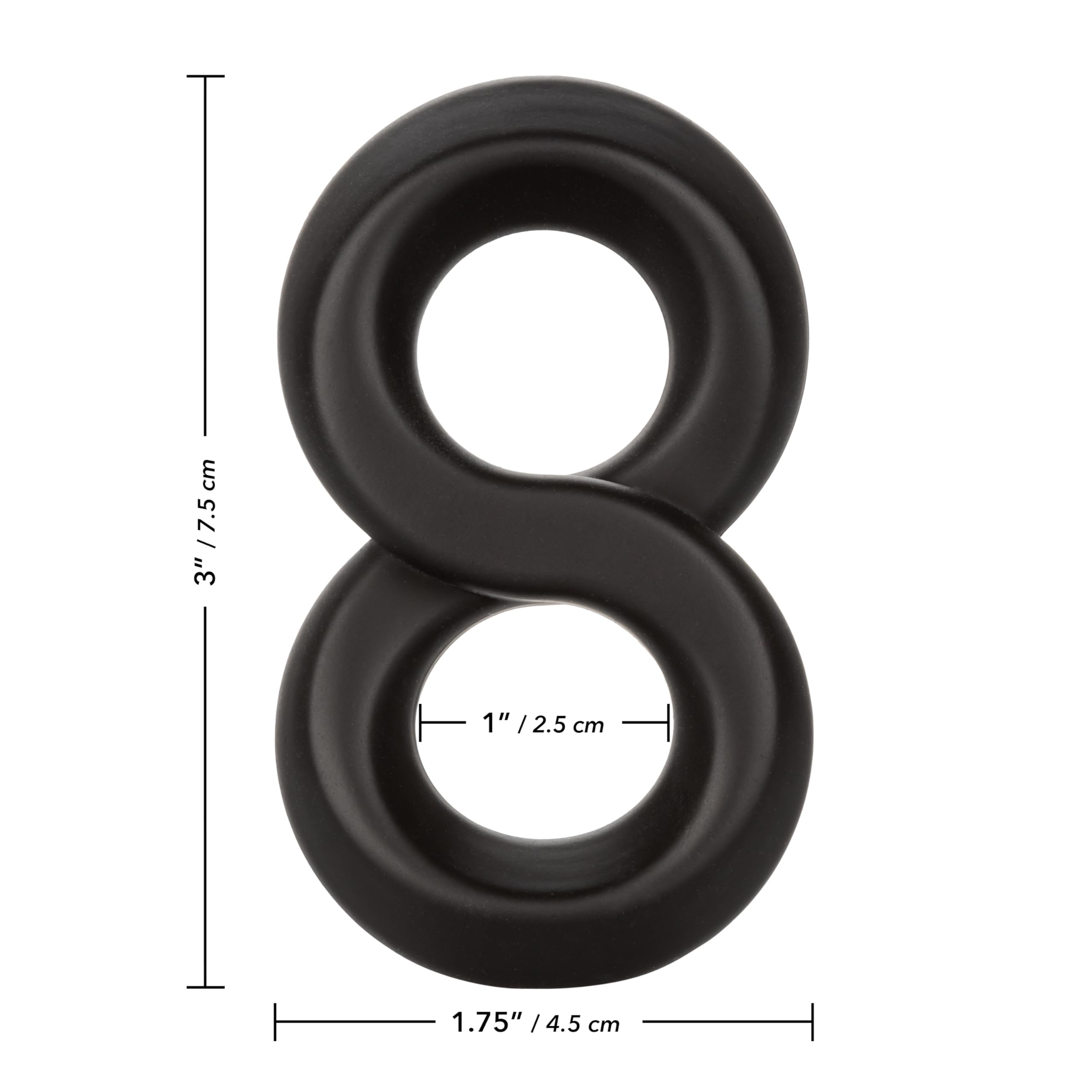 CalExotics Ultra-Soft Crazy 8 Dual Silicone Ring for Scrotum Support, Waterproof, Black