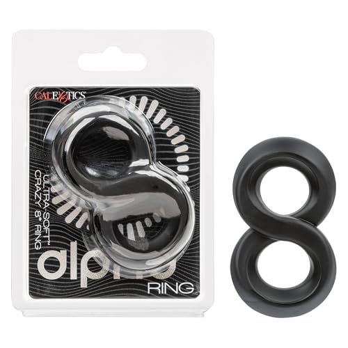 CalExotics Ultra-Soft Crazy 8 Dual Silicone Ring for Scrotum Support, Waterproof, Black
